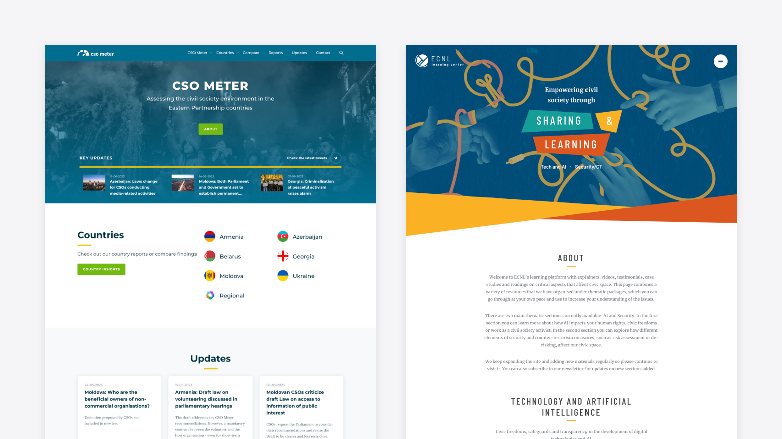 cso meter and learning center screenshots