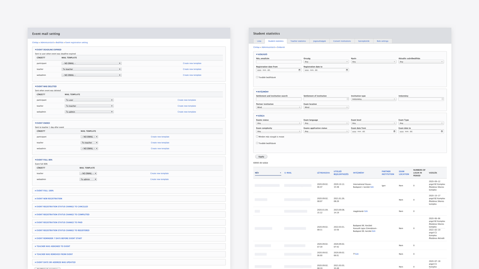admin screenshots