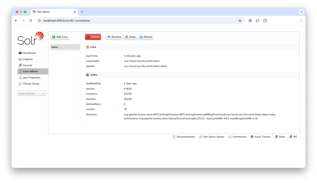 core admin menüpont
