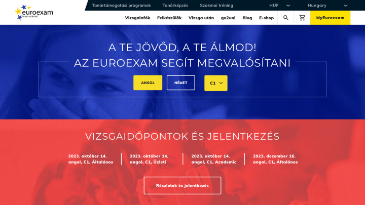 euroexam.org hero section